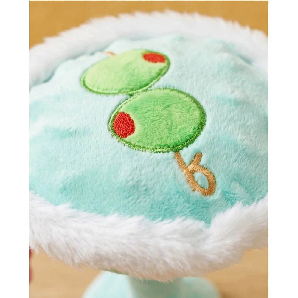 Bark‎ Box Lucky Muttini Dog Toy Martini Plush Squeaker Crinkle Fluff Barkbox NEW